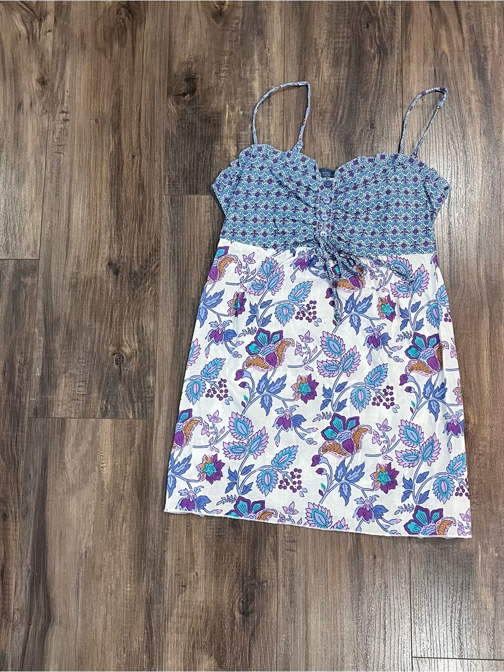 Blue Floral Illegal Jeans Tank Top - Picture 2 of 4